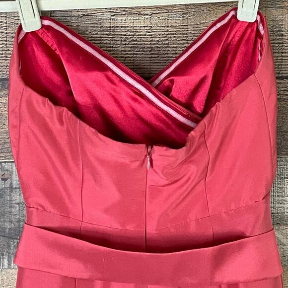 Jenny Yoo Collection Silk Mini Strapless Dress Coral Pink Size 2 - Picture 10 of 11